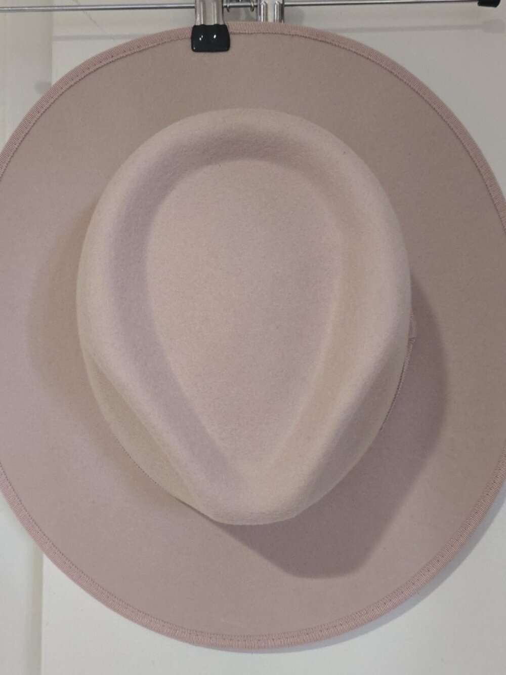 Luna Bloom Hand-Painted Rancher Hat Blush Pink Rose Gold Leaf Wide Brim OS - Picture 2 of 6